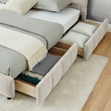 King Size Upholstered Bed ,comfortable upholstered bed frame, Chenille fabric, with headboard and W487P235315