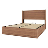 Large grooved undulating lift storage bed frame, wooden platform bed frame with lift storage, no W1858P307153