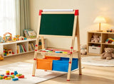 3-in-1 Kids Art Easel, Wooden Double-Sided Magnetic Whiteboard & Chalkboard with Paper Roll, 54340008