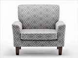 Patterned Polyester Blend Armchair, Solid Birch Wood Frame with Brown Tapered Legs, Foam Padded 18107990