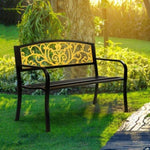 ZUN 50" Iron Outdoor Courtyard Decoration Park Leisure Bench 16427178