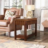 ZUN 25'' Rectangular Farmhouse End Table with Storage Shelf, Sofa Side Table with Solid Wood Legs for W1202P177313