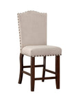 ZUN Classic Cream Upholstered Cushion Chairs Set of 2pc Counter Height Dining Chair Nailheads Solid wood B011P148642