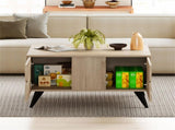 31.5" Multi-Storage Coffee Table - 3-Door CabinetBack Open Compartment, Natural Wood Texture 11870095