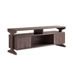 ZUN TV Center Console with Sliding Doors, Storage and Display Shelves, 60 Inch TV Stand - Brown Walnut B107130962