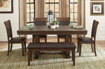 ZUN Classic Light Rustic Brown Finish Wooden 1pc Dining Table w Self-Storing Leaf Mindy Veneer Furniture B01158529