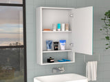 Medicine 35H" Single Door Cabinet, Two Interior Shelves, One External Shelf, White B097133128