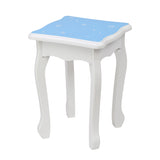 Children's Wooden Dressing Table Three-Sided Folding Mirror Dressing Table Chair Single Drawer Blue 02718254