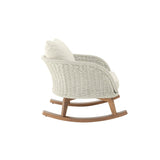 Contemporary Minimalist Beige Wicker Rocking Chair with Soft Polyester Cushions and Durable Wooden N767P305079A