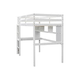 ZUN Twin Size Loft Bed with desk and shelves, Safety Guardrail and ladder,White W504P181854