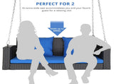 49in Black Rattan Blue Cushion Rattan Swing Chair 06973995