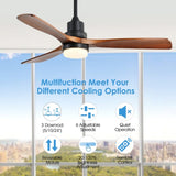 ZUN 52 Inch Ceiling Fan Light With 6 Speed Remote Reversible Energy-saving DC Motor KBS-5247-DC