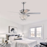 ZUN 52 inch Crystal Ceiling Fan with Lights Fandelier Chandelier Reversible Blades 3 Wind Speeds Remote W1592P162637