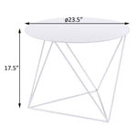 ZUN White Geometric Metal Base Accent Table B062P186454