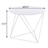 ZUN White Geometric Metal Base Accent Table B062P186454