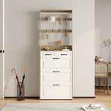 ZUN NEW OAK color shoe cabinet with 3 doors 2 drawers with hanger,PVC door with shape ,large space for W1320137991