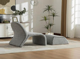 24.8 " Wide Modern Upholstered Armless Chair with Storage Ottoman, Chenille Accent Chair for Living W3098P451469