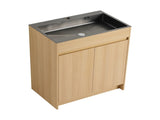 28" Freestanding Bathroom Vanity / Laundry Utility Cabinet, w/ Stainless Steel Sink and Flexible W999P376890