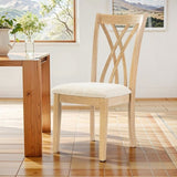Off-White Dining Chairs Set of 2, Rubberwood Legs with Adjustable Glides, 23"H Chairs, KD Packing, W2896P245771