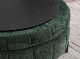 31.3"W Upholstered Round Ottoman With Reversible Lid, Chenille Storage Stool, Channel Tufted W3118P439478