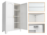 61'' 2 Shapely Doors Cabinet, Metal Storage Cabinet with Doors and Adjustable Shelves, for Bedroom, 54735859