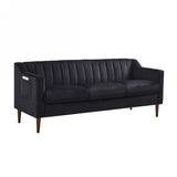 ZUN Modern Chesterfield Sofa, Comfortable Upholstered Sofa, Velvet Fabric, Wooden Frame with Wooden 74120956