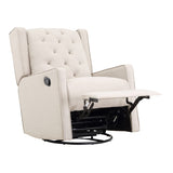 ZUN Milah Gliding Swivel Recliner Tufted Latte Fabric B02263780