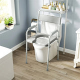 ZUN Grey multi-functional portable toilet chair with adjustable height 05796679