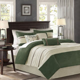 7 PC Pieced Faux Suede Comforter Set Green King B03597219