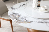 ZUN Modern Marble Dining Table, 59" Round Sintered Stone Table for Dining Room, Kitchen, Dinette, 84533567