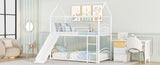 ZUN Twin Over Twin Metal Bunk Bed With Slide,Kids House Bed White MF313919AAK