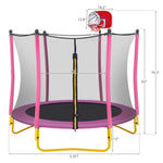 ZUN 5.5FT Trampoline for Kids - 65" Outdoor & Indoor Mini Toddler Trampoline with Enclosure, Basketball 57537140