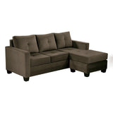 Unique Style Coffee Color 1pc Reversible Sofa Chaise Microfiber Fabric Upholstered Track Arms Tufted B01154011