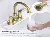 Bathroom Faucet Brushed Gold with Pop up Drain & Supply Hoses 2-Handle 360 Degree High Arc Swivel 82832959