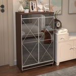 ZUN Elegant Decor Mirrored Cabinet with Silver Edging,Mirrored Cabinet with Double Door,Shoe W760P196538