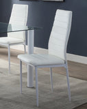 Modern Style White Metal Finish Side Chairs 2pc Set Faux Leather Covered Contemporary Dining Room B01167365