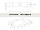 Queen Size Modern White Floor Sofa with 4 Pillows, Plush Fabric Futon Sofa Couch, High-Density Foam W3612P336073