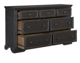 ZUN Charcoal Finish Traditional Dresser of 7 Storage Drawers Wooden Bedroom Furniture 1pc Rustic Style B011P176904