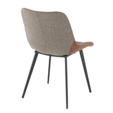 Outlaw Industrial Two-Tone Chair in Black Metal with Espresso Faux Leather and Brown Fabric by B202P223869