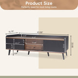 63'' Mid Century TV Stand with 2 Cabinets& Open Compartments, Entertainment Center for TVs up to N710P180182B