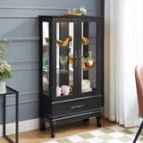 Lighted Curio with Glass Doors and Adjustable Shelves 2 Door Wine Display Curio W1758P297546