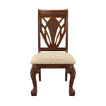 ZUN Elegant Design Traditional Side Chairs 2pc Set Dark Cherry Finish Brown Fabric Seats Dining B01152166