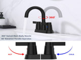 Bathroom Faucet Matte Black 2-Handle Bathroom Sink Faucet 360 Degree High Arc Swivel Spout Centerset 95754936
