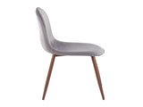 Contemporary Chair in Walnut Metal and Grey Velvet - Set of 2 B202P223638