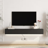 ZUN Floating TV Stand Wall Mounted with 16 Color LEDs,69" Modern TV Stand, Floating TV Cabinet 24209978