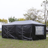 ZUN 10'x20' Outdoor Party Tent with 6 Removable Sidewalls, Waterproof Canopy Patio Wedding Gazebo, Black 67497602