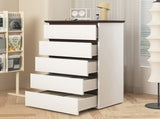 Tall White Dresser for Bedroom, Mid Century Modern Dresser with Drawers, 5 Drawer Dresser with Wood 87428126