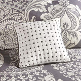 7 Piece Cotton Printed Comforter Set Grey Cal King B03597029