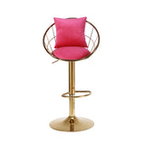 Rose Red velvet bar chair, pure gold plated, unique design,360 degree rotation.adjustable W117094402
