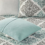 ZUN 6 Piece Printed Quilt Set with Throw Pillows Aqua Full/Queen B03597394